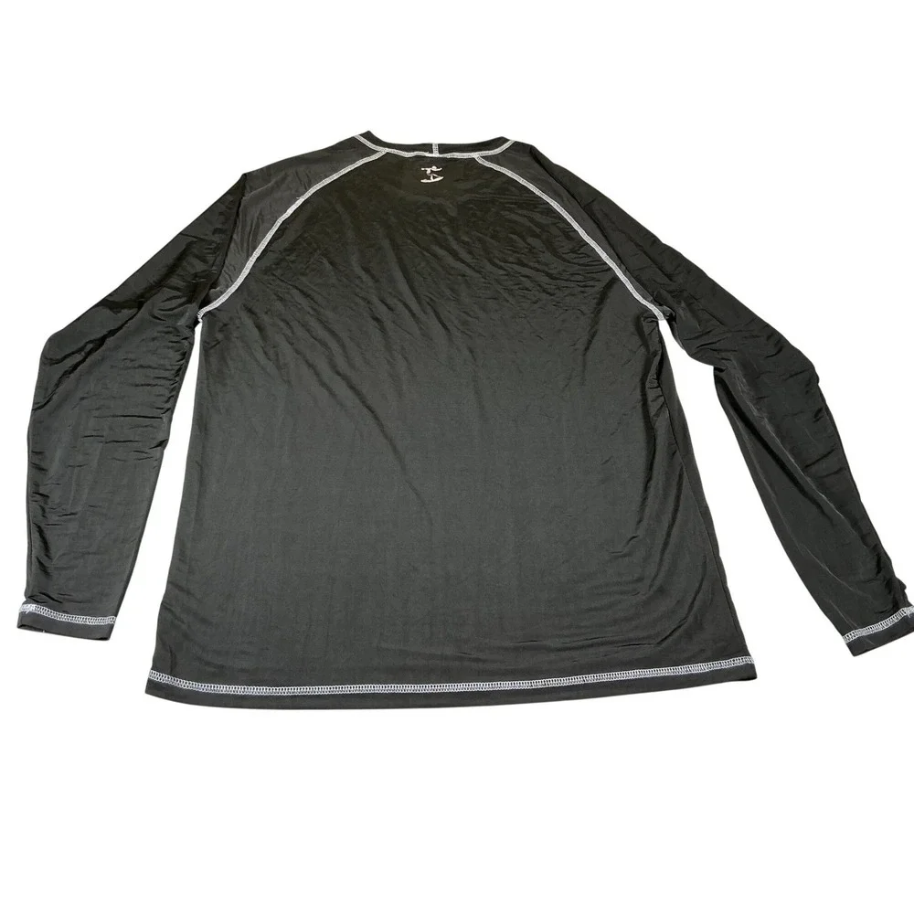 Uzzi Active Wear‎ UPF 50+ Rash Guard Shirt Large Black Long Sleeve Swim Surf